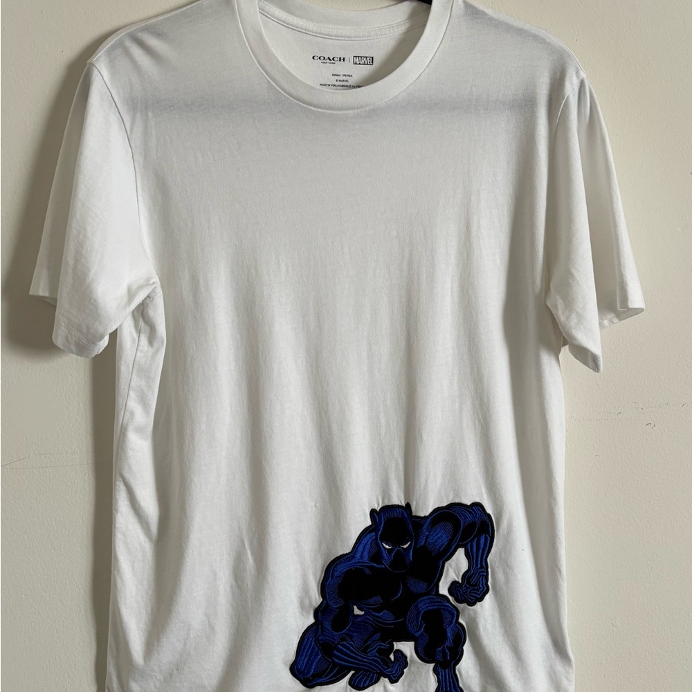 Brand New Limited Edition Coach White Tee with Black Panther Embroidered